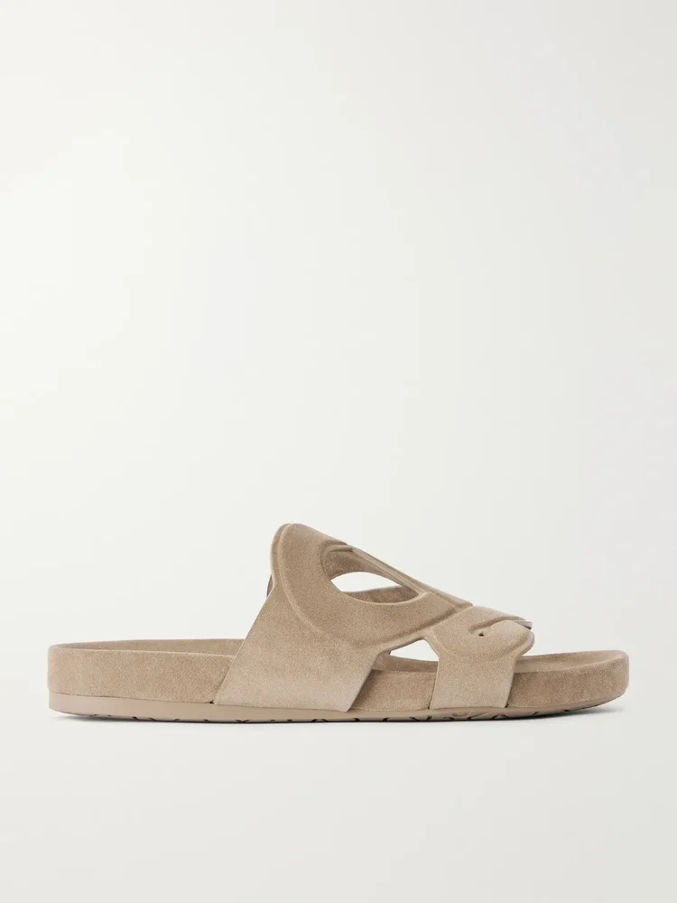 x Paula's Ibiza Ease Monogram Suede Slides