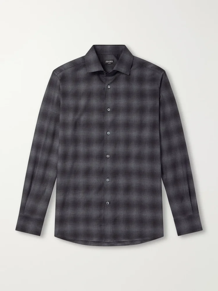 Checked Cotton and Cashmere-Blend Shirt