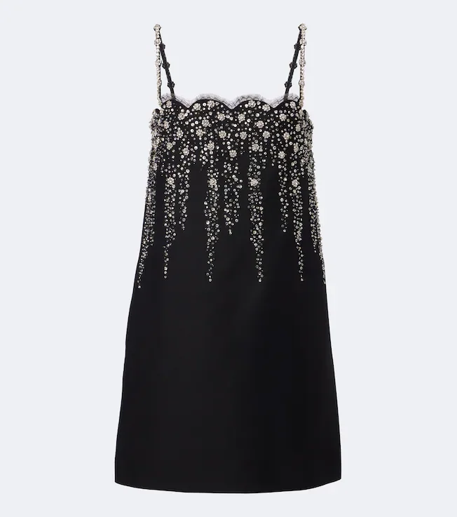 Crepe Couture crystal-embellished minidress