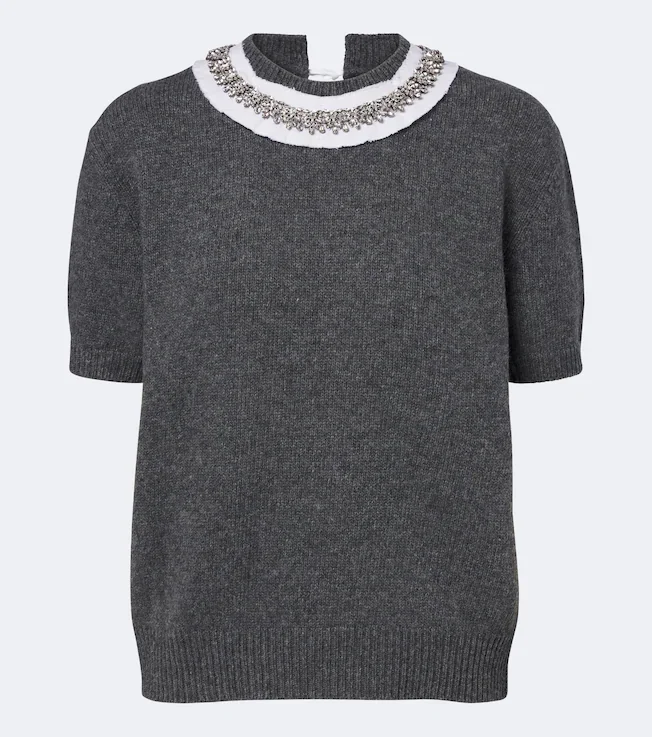 Embellished wool and cashmere sweater