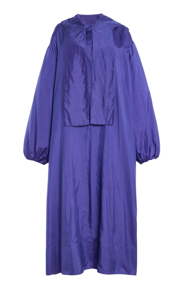 Hooded Scarf Silk Taffeta Coat