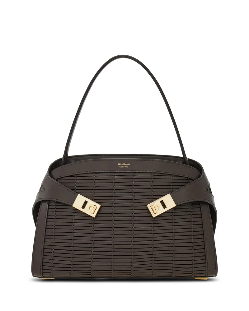 Hug Medium Woven Leather Handbag
