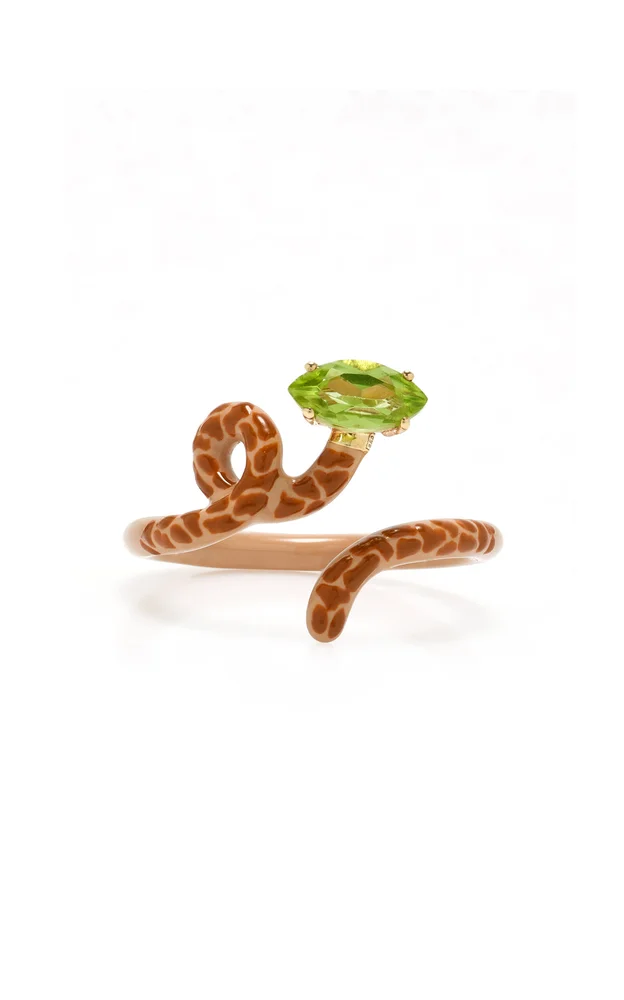 Giraffe Vine 9K Gold Peridot and Enamel Ring