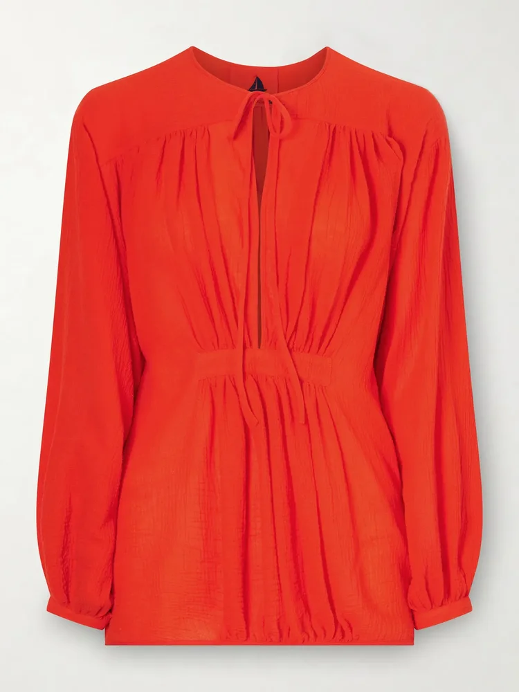 Gathered cotton shirt