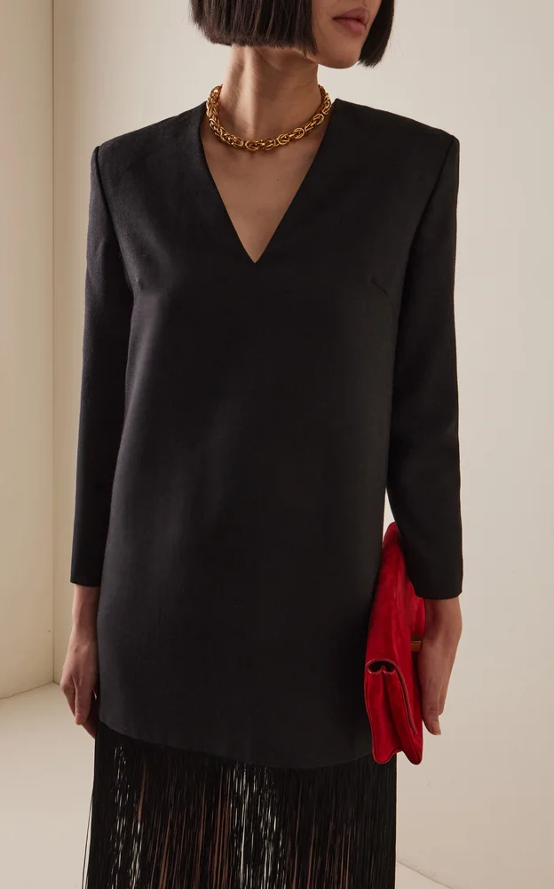 Mella Fringed Wool Midi Dress
