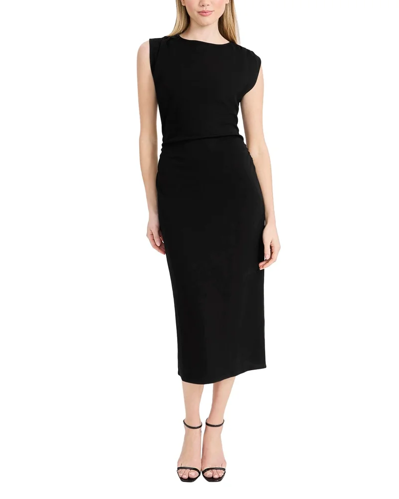 Midi Dress with Strong Shoulders