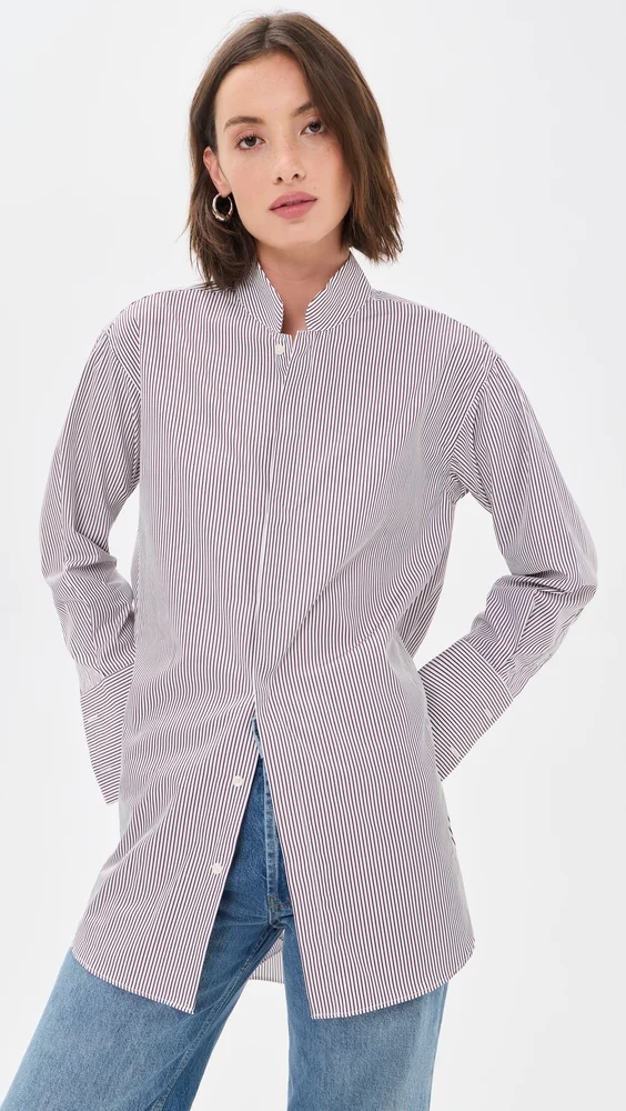 Mandarin Collar Button Down Shirt