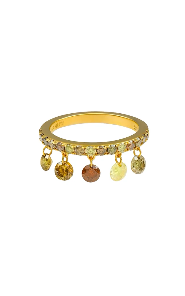Fancy Color Drilled Diamond Dancing Ring