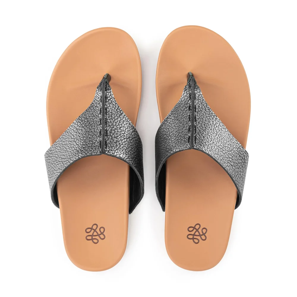 Everly Sandal - Leather - Dark Silver