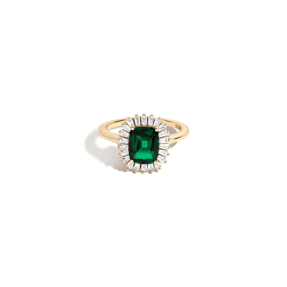 Lab Grown Green Emerald Alexandra Ring