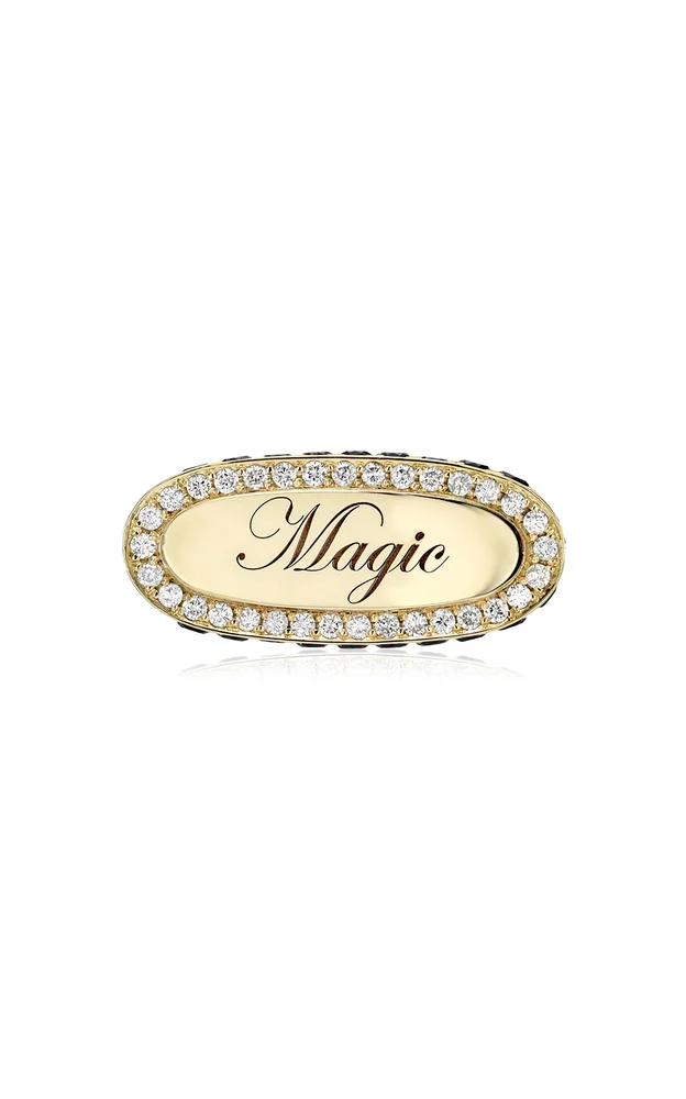 Magic 14K Yellow Gold Diamond Signet Ring
