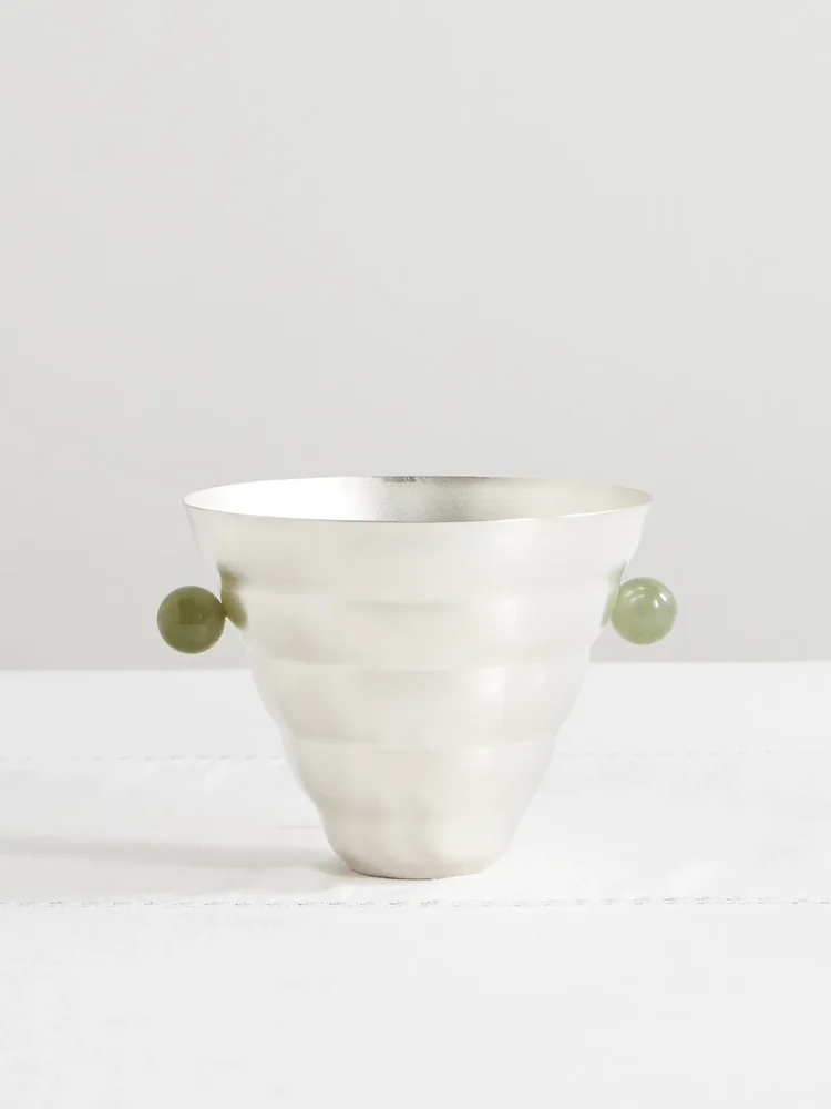 Michelin silver-plated and stone vase