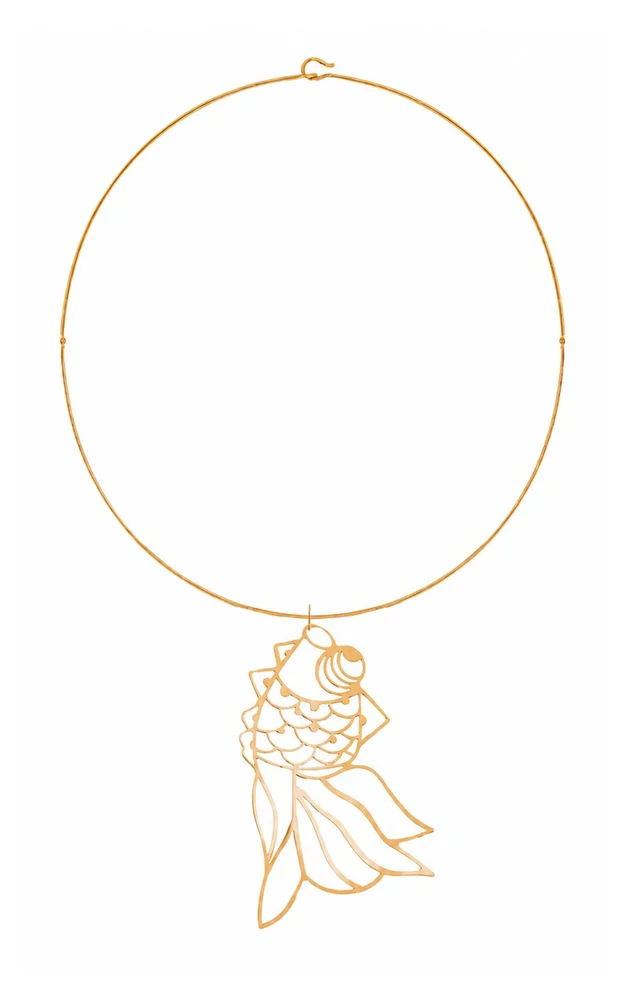Jumbo Fish Charm on Articulated Wire Necklace