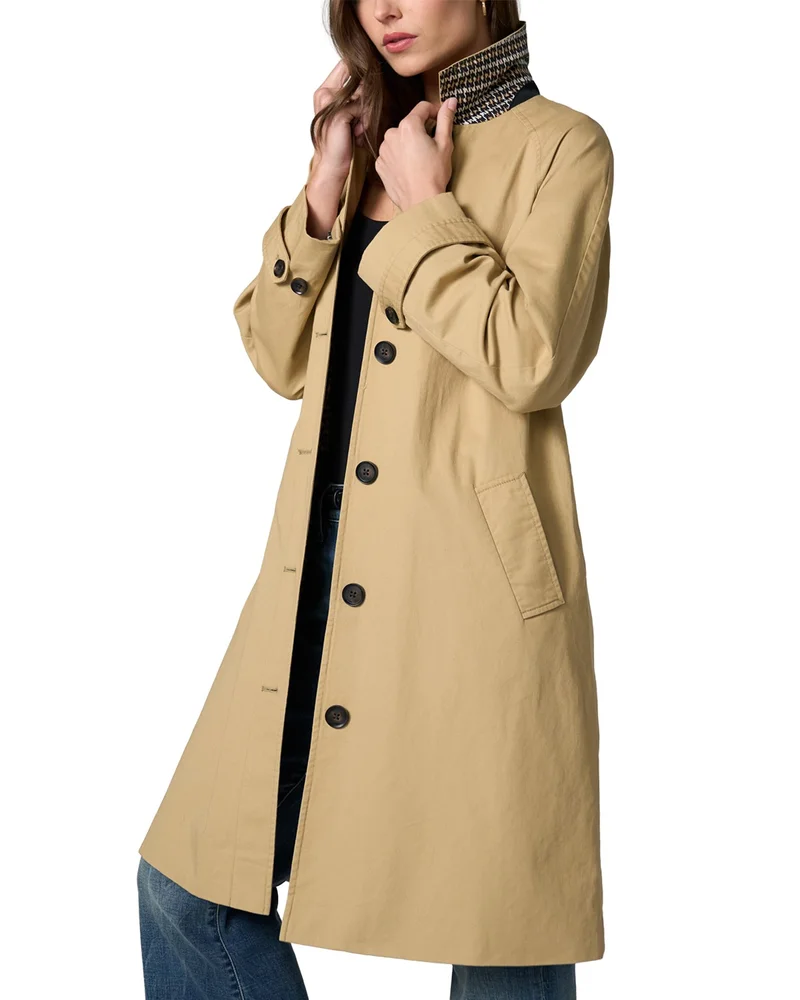 Pleat Back Raglan Sleeve Cotton Coat
