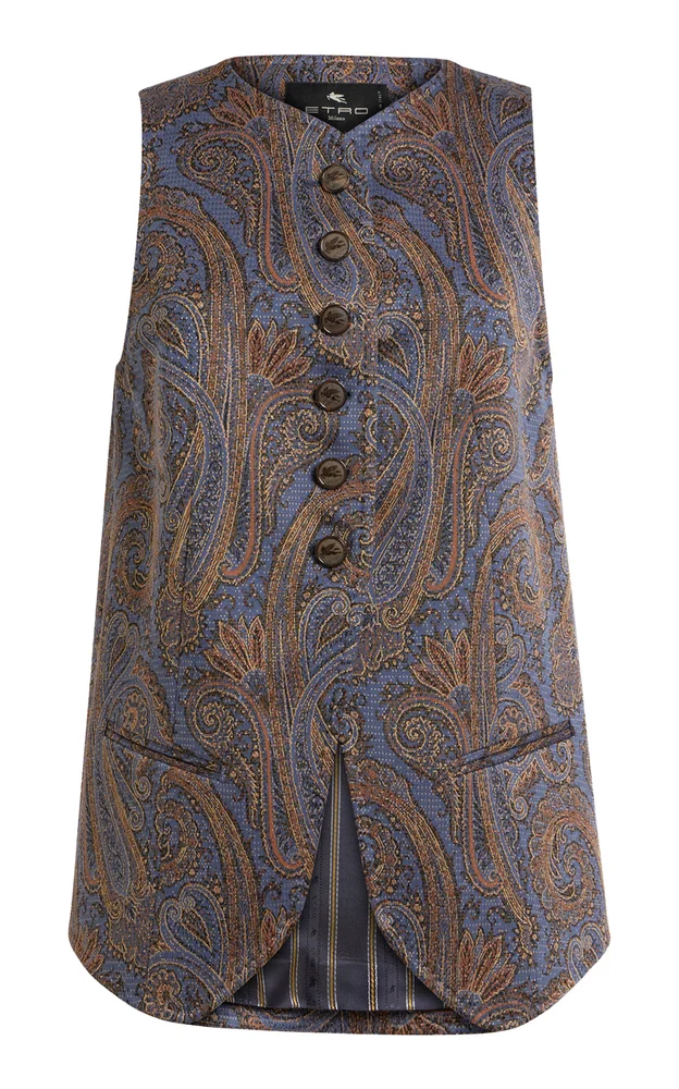 Printed Cotton-Blend Vest