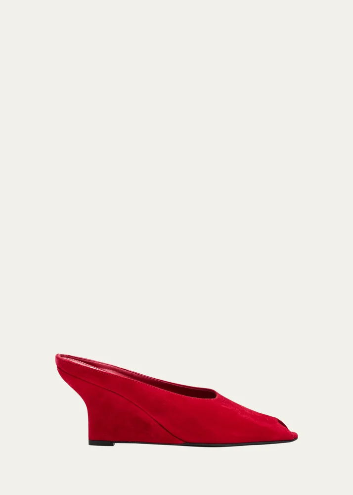 Velvet Peep-Toe Mules