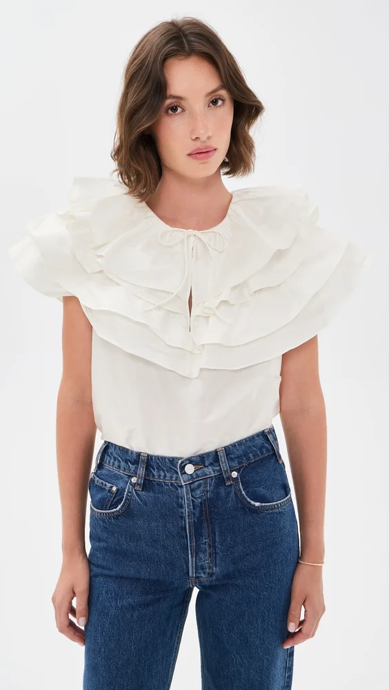 Linda Taffeta Cape Top