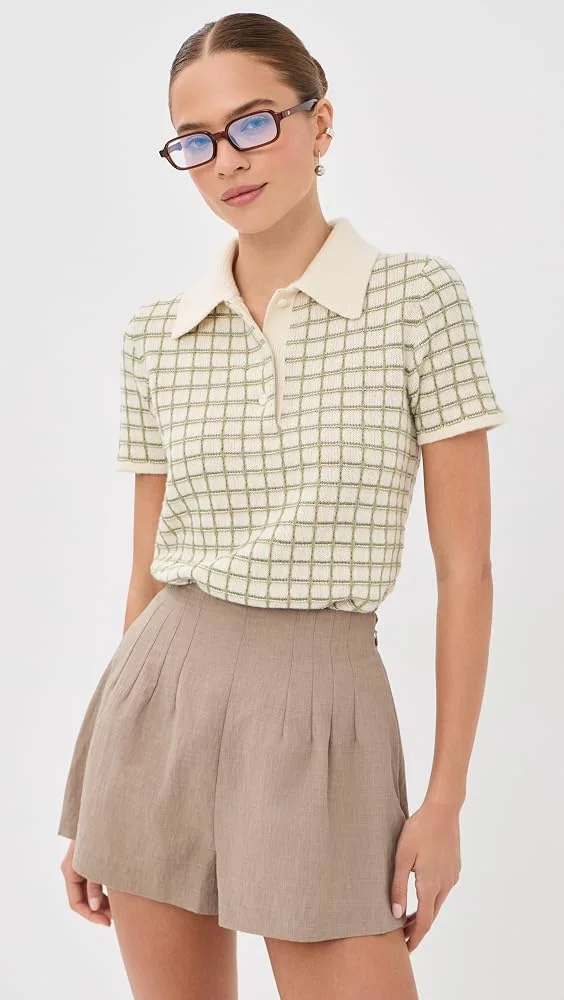 Ida Checkered Cashmere Polo