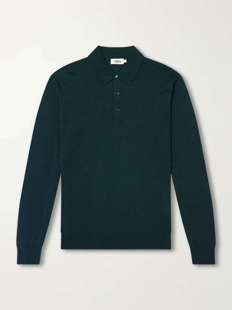 Wool, Silk and Cashmere-Blend Polo Sweater