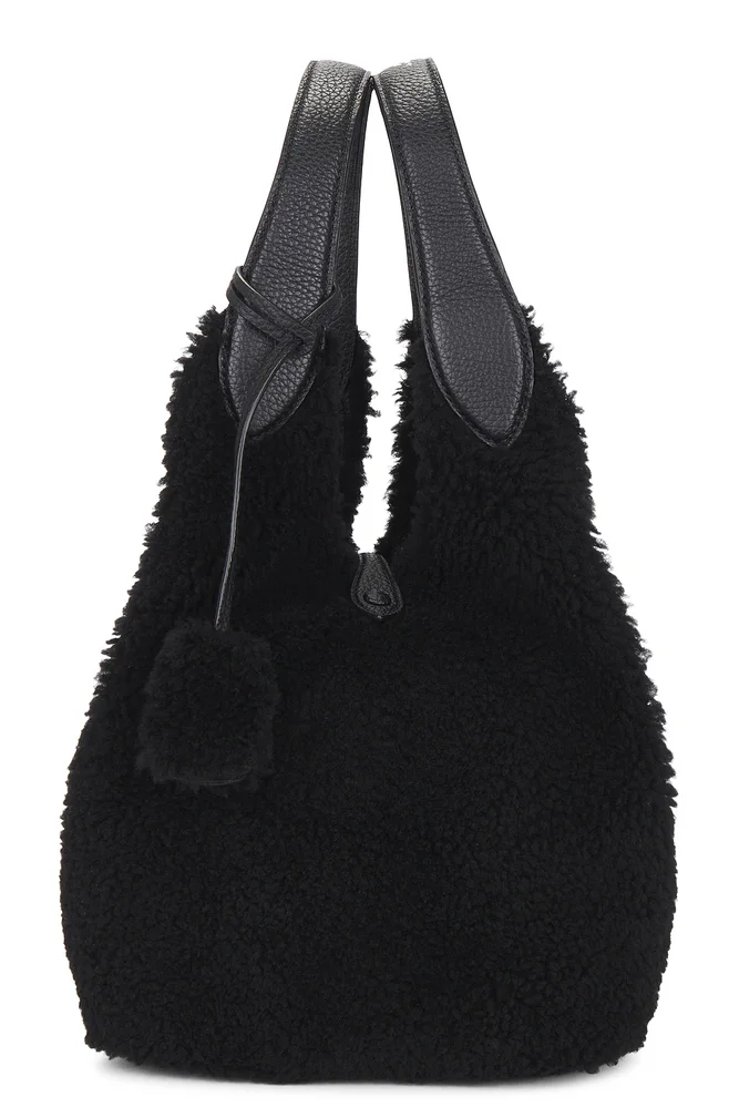 Shearling & Pebble Leather Tote Medium