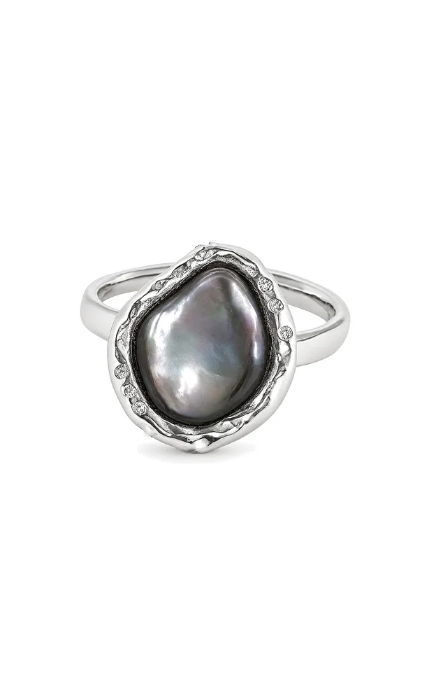 The Lola Ring In Silver With Grey Pearl