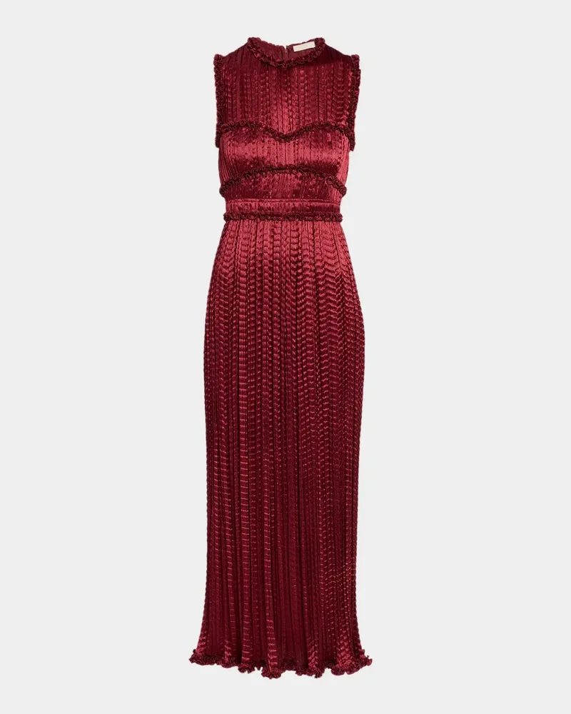 Amaya Pleated Ripple Satin Midi Dress