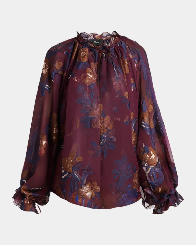 Voluminous Floral Chiffon Blouse