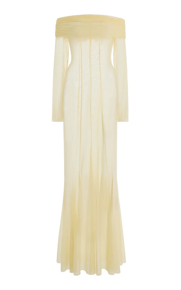 Exclusive La Isla Paloma Off-The-Shoulder Mesh Maxi Dress