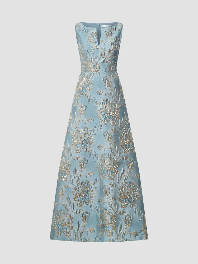 Guilietta Metallic Rose Jacquard Gown