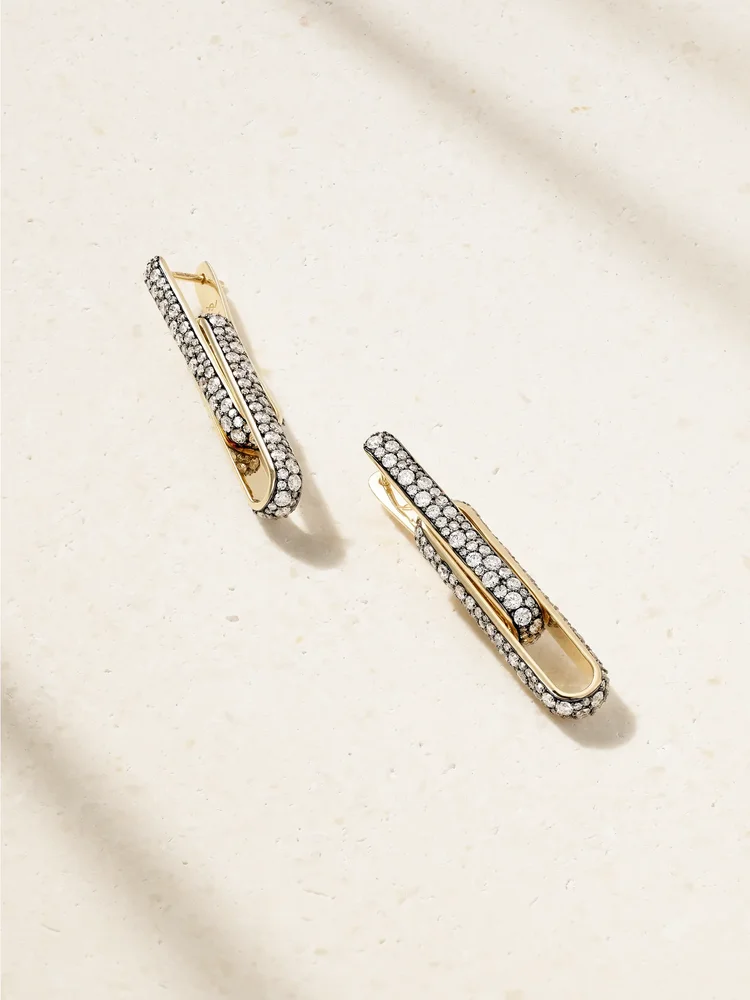 Stirrup 14-karat gold diamond earrings
