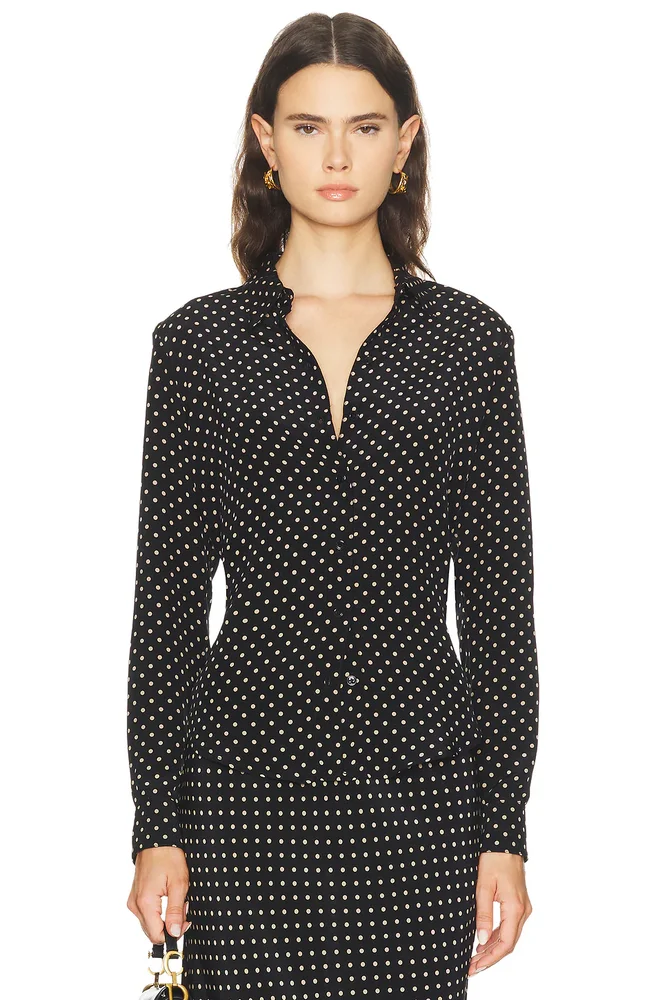 Fitted Silk Button Up Top