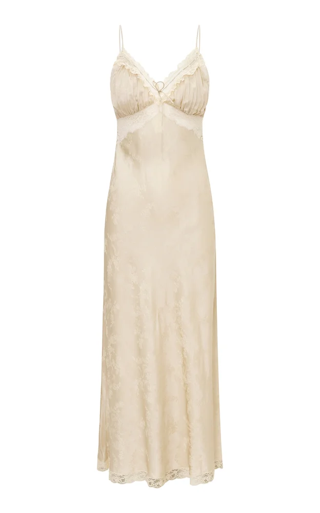 Ezareth Solid Jacquard Midi Slip Dress