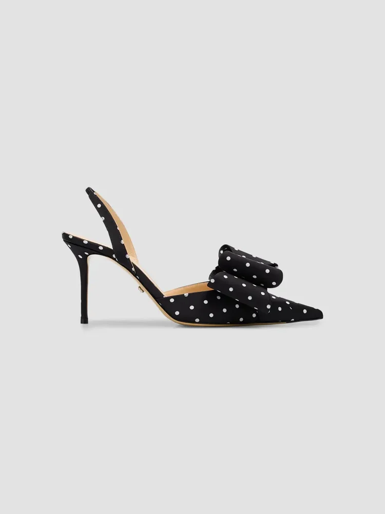 Le Cadeau 85MM Polka Dot Satin Singback Pumps