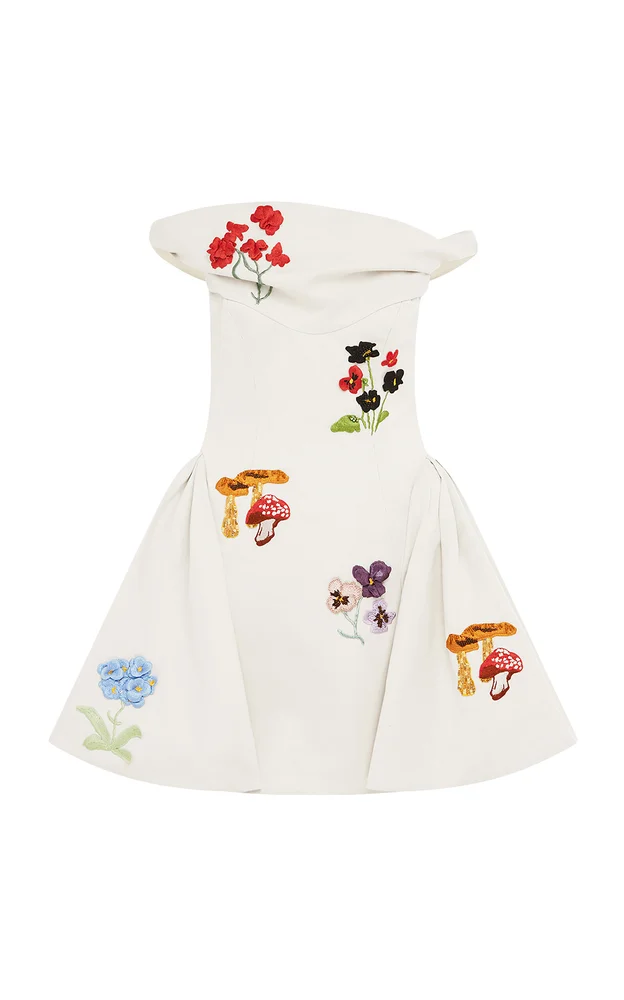 Camille Embroidered Cotton-Linen Mini Dress