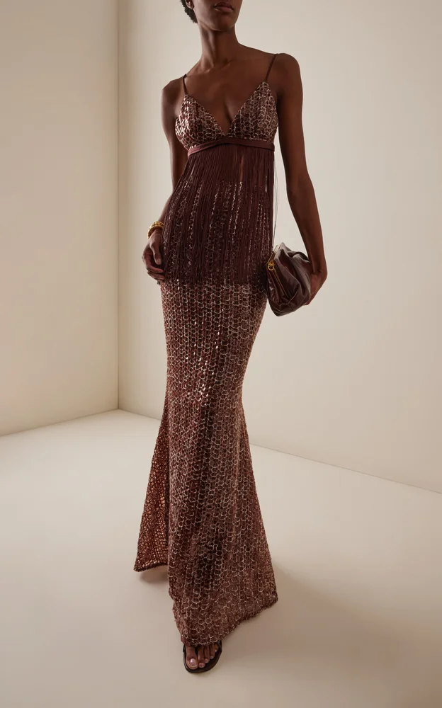 Exclusive Lindsay Crochet Sequin Maxi Skirt
