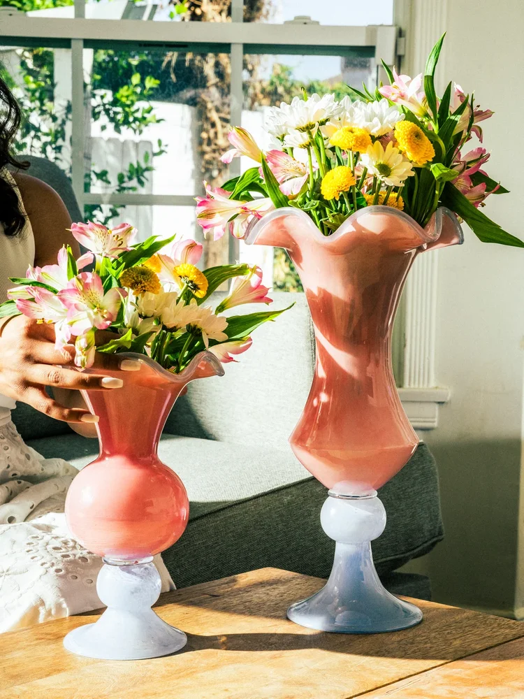 Coral Vases, Set of 2