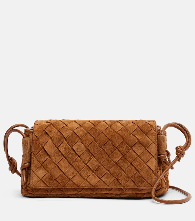 Notturno Intrecciato Small suede crossbody bag