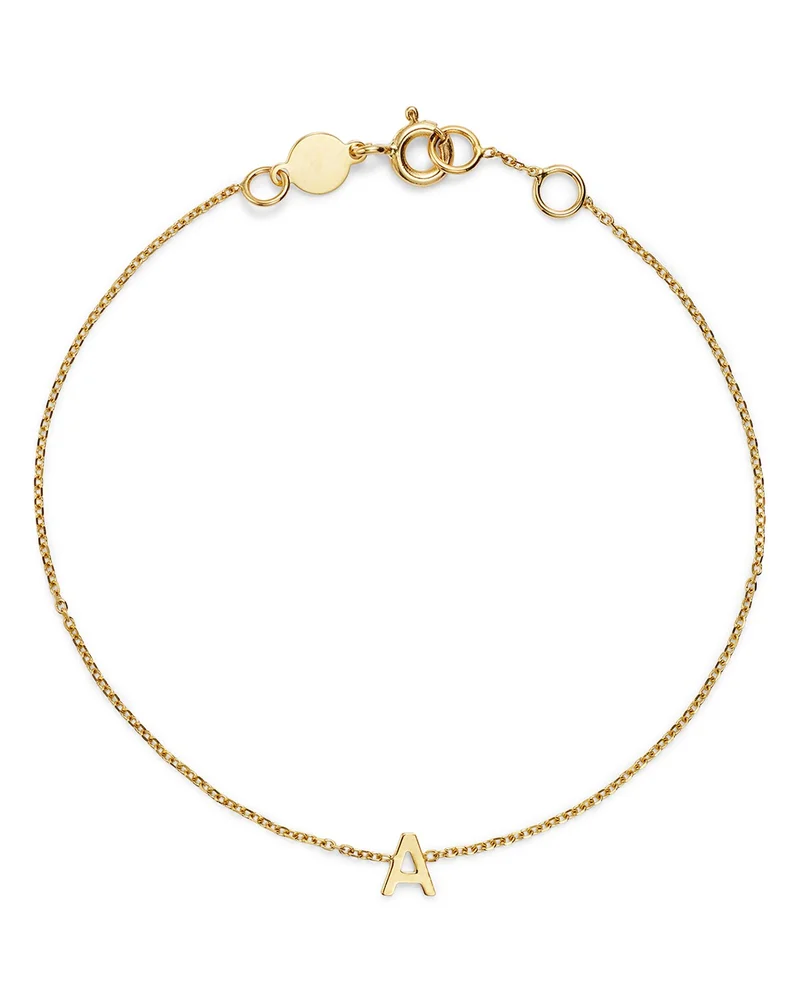 14K Yellow Gold Initial Chain Bracelet