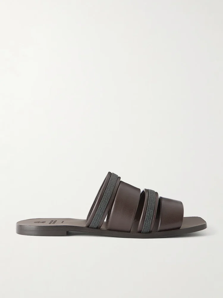 Embellished leather sandals