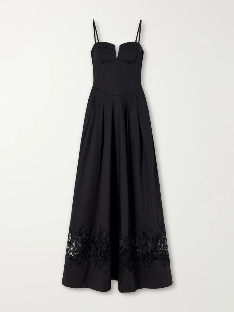 Claribelle lace-trimmed cotton-blend poplin gown