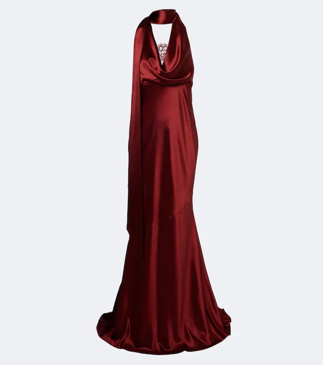 Melly satin halterneck gown