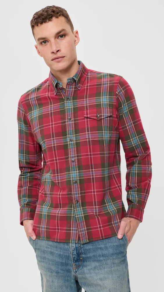Brushed Oxford Bleecker Plaid Sport Shirt