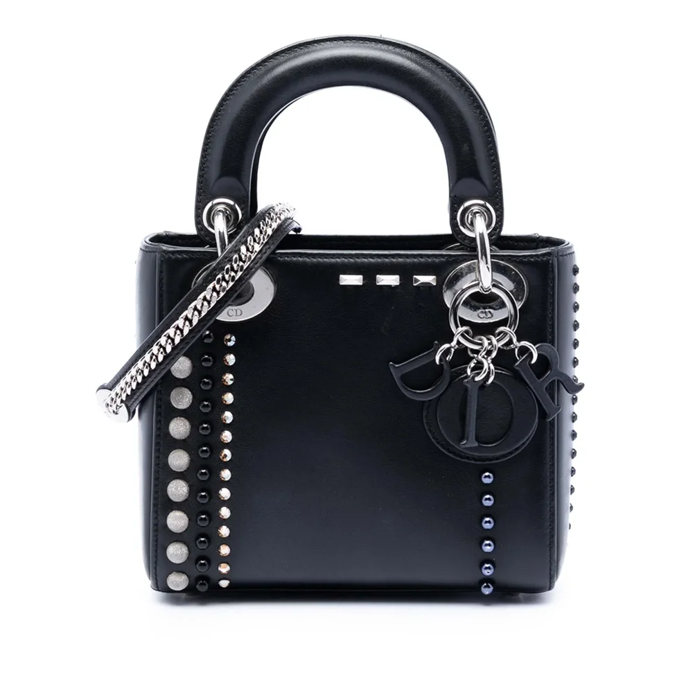 Pre-Owned Lady Dior Bag Embellished Leather Mini