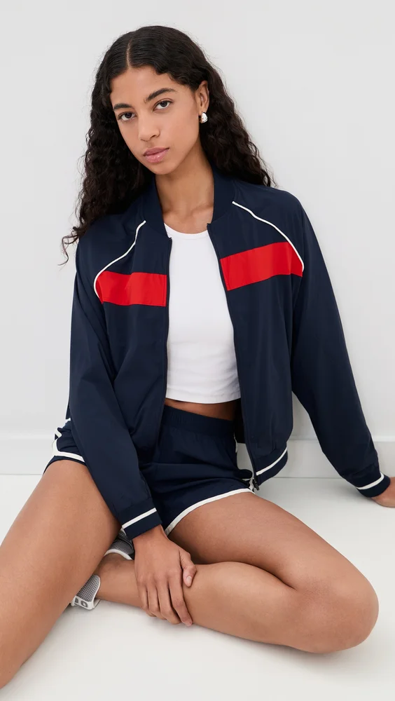 Maci Woven Nylon Jacket (Indigo/Lotus Red)