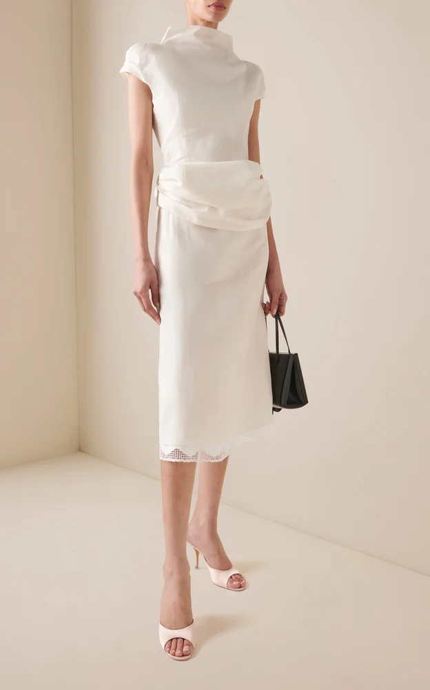 Layered Silk Midi Skirt