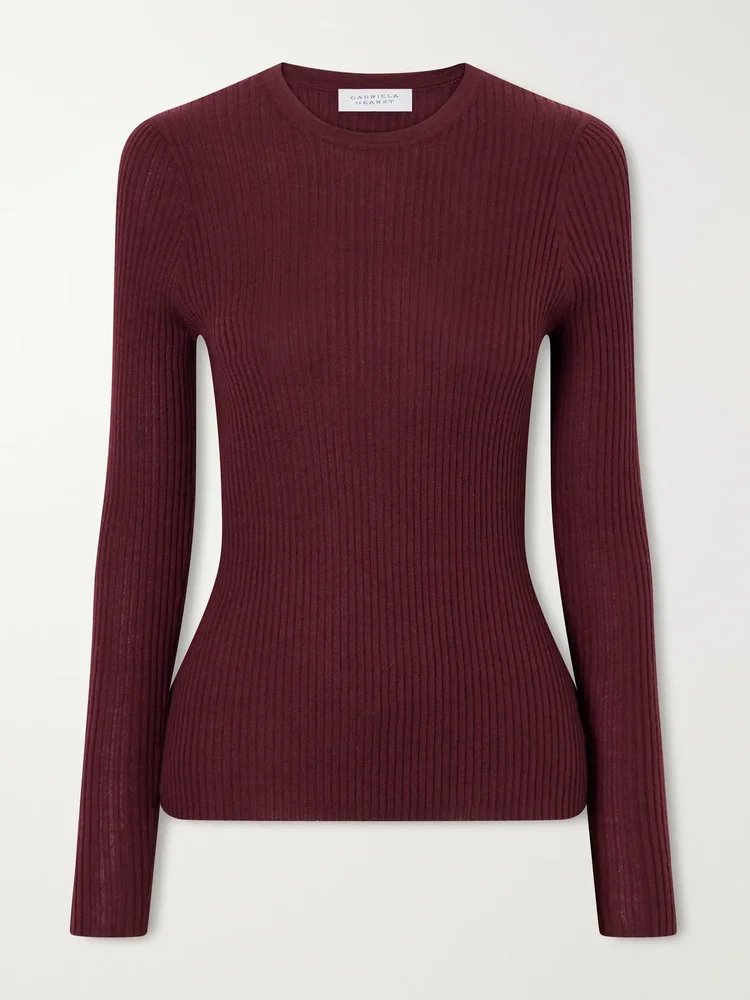 Browning ribbed wool and silk-blend sweater