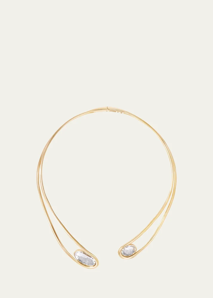 18K Yellow Gold Cascavel Choker Necklace with Diamonds and Kaleidoscope Shakers