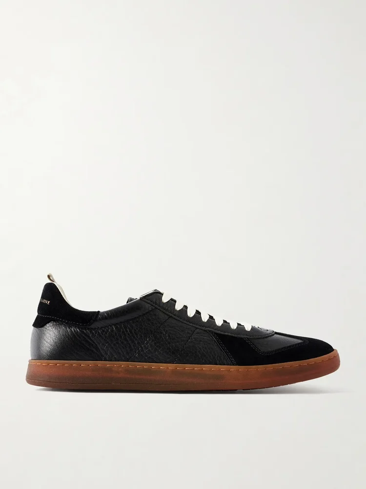 Militia 002 Suede-Trimmed Leather Sneakers