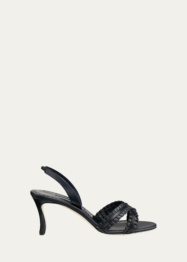 70mm Volusan Leather Slingback Pumps