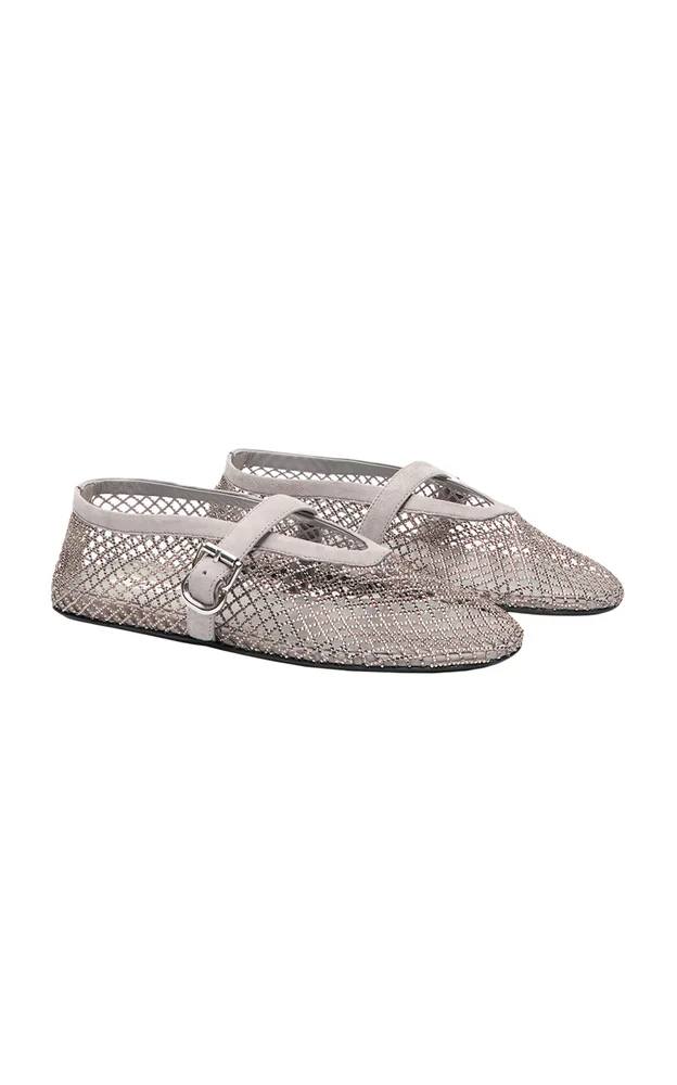 Embellished Fishnet Mary Jane Flats